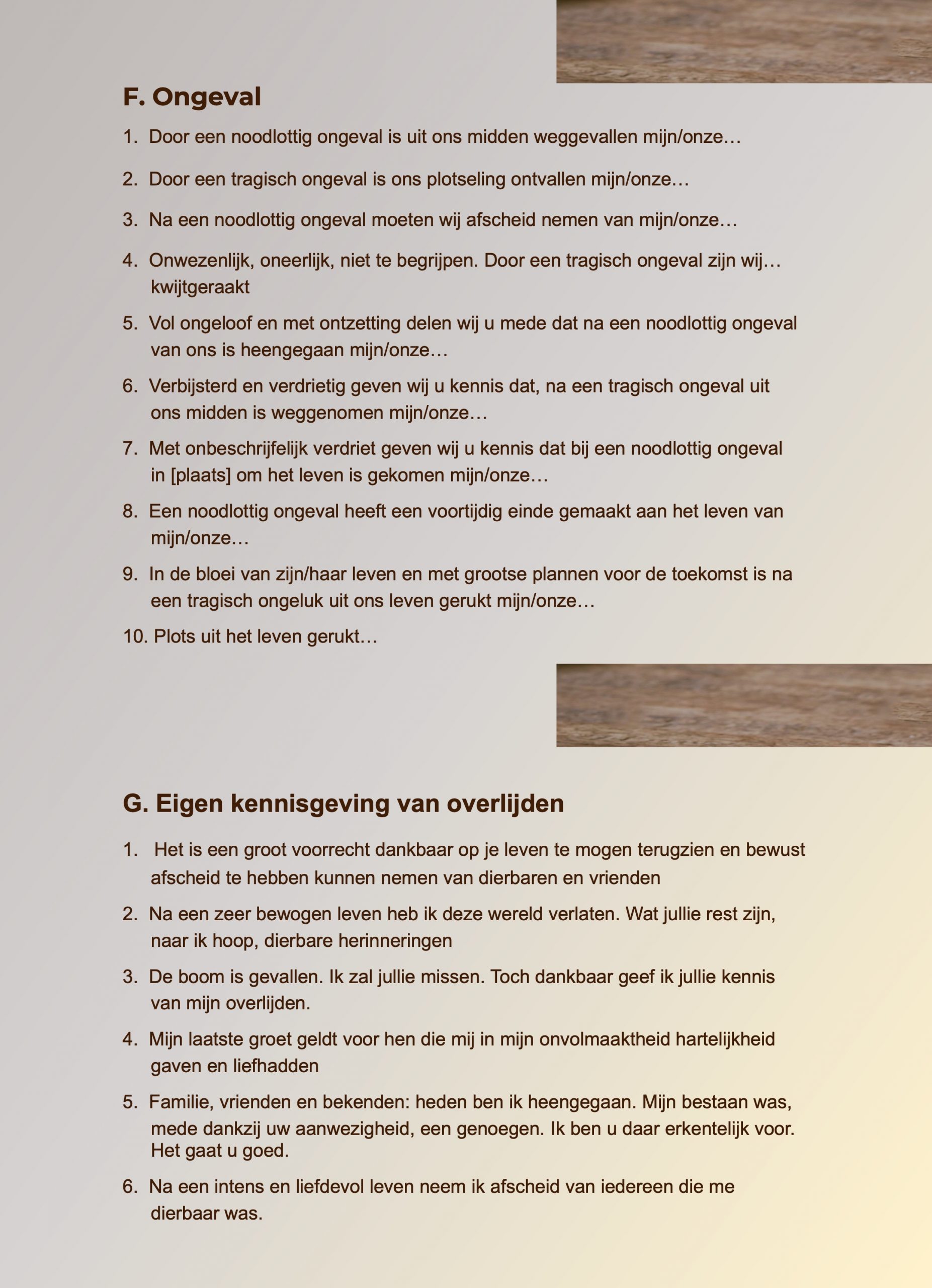 pagina teksten rouwkaart
